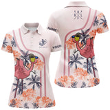 Max Corners Just Golf It Women Golf Pink Tropical Flamingo Pattern Customized Name 3D Golf Polo Shirt For Women