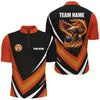 Maxcorners Blue&Brown Eagle Bowling Gifts for Men Team with Name Polo & 1/4 Zip