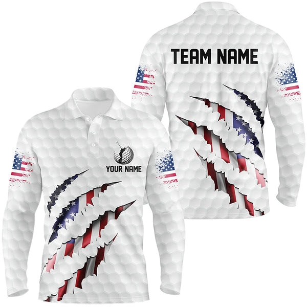 Maxcorners Personalized American Flag Men golf polo shirts, Custom Patriotic Golf Team Shirts For men