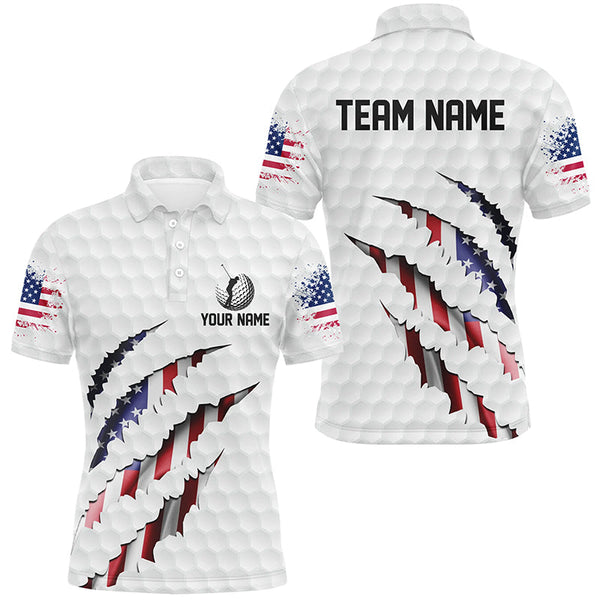 Maxcorners Personalized American Flag Men golf polo shirts, Custom Patriotic Golf Team Shirts For men