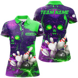 Maxcorners Purple and Green Lightning Thunder Storm Skull Bowling Shirts Custom Bowling Team Jerseys