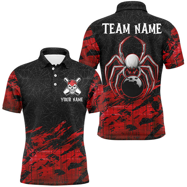 Maxcorners Red and Black Spider Custom Halloween Bowling Team Shirts, Bowling Gifts