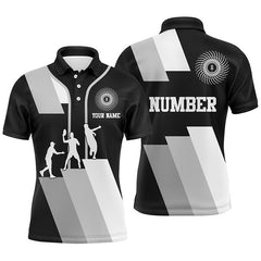 Maxcorners Black and white Mens disc golf polo shirts custom disco golf outfit, personalized disc golf gifts MT0510