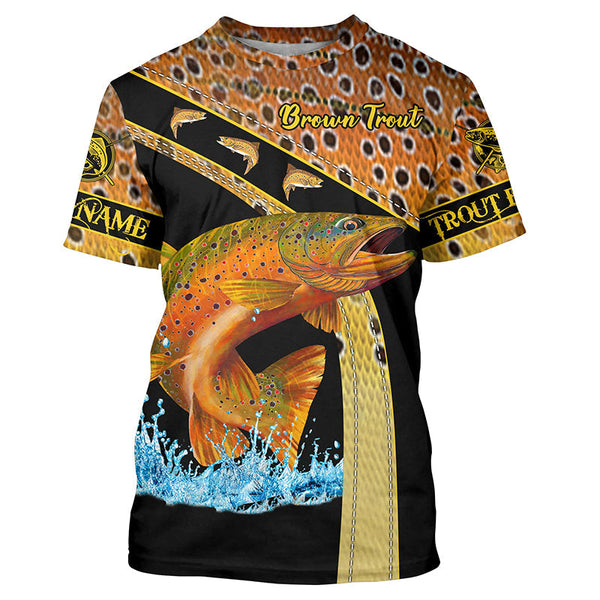 Maxcorners Brown Trout Fishing 3D Shirts Customize Name