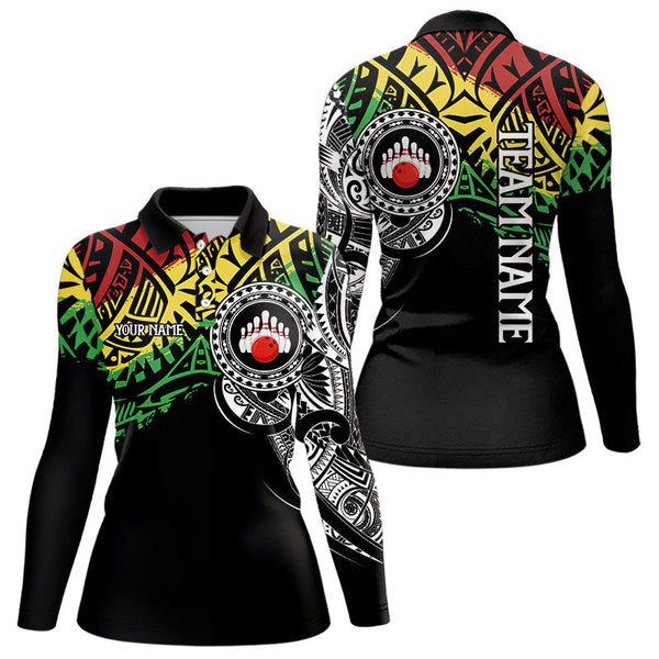 Maxcorners Personalized Tribal pattern Mens Bowling Shirts Custom Bowling outfit for men Team bowling jersey