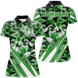 Maxcorners Custom Green Camo Bowling Shirts, Personalized Bowling Team Jerseys