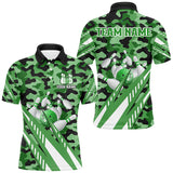 Maxcorners Custom Green Camo Bowling Shirts, Personalized Bowling Team Jerseys