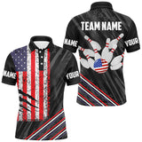 Maxcorners Personalized Black Camo American Flag Bowling Team Shirts, Patriotic Bowling Gifts For Bowlers