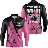 Maxcorners Personalized Black and Pink Bowling Team Shirts Your Ball Will Be Right Back Bowling Jerseys