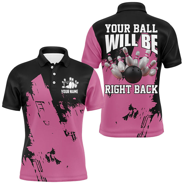 Maxcorners Personalized Black and Pink Bowling Team Shirts Your Ball Will Be Right Back Bowling Jerseys