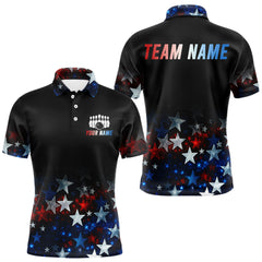 Maxcorners Personalized Red, White and Blue Stars Pattern Bowling Team Shirts For Men Patriotic Bowling Gifts
