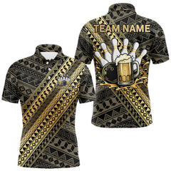 Maxcorners Yellow and Black tribal pattern Bowling and Beer shirts for men custom Team Bowling jerseys outfit MT2904