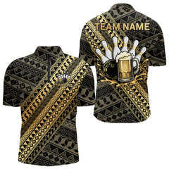 Maxcorners Yellow and Black tribal pattern Bowling and Beer shirts for men custom Team Bowling jerseys outfit MT2904