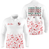 Maxcorners Funny Men golf polo shirt I hate golf nice shot I love golf custom name Christmas pattern golf shirts