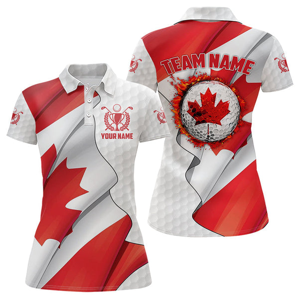 Maxcorners Canadian Flag Golf Polo Shirts For Men Custom team golf jerseys, patriotic golf shirts