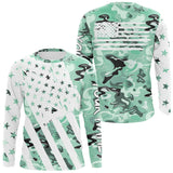 Maxcorners American flag Light green camo fishing personalized patriotic UV Protection camouflage Fishing jersey MT2108