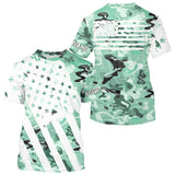 Maxcorners American flag Light green camo fishing personalized patriotic UV Protection camouflage Fishing jersey MT2108