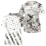 Maxcorners American flag Light gray camo fishing personalized patriotic UV Protection camouflage Fishing jersey MT2108