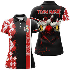 Maxcorners Black And Red Argyle Pattern Bowling Beer Custom Bowling Shirts Bowling Team League Jerseys For Men And Women