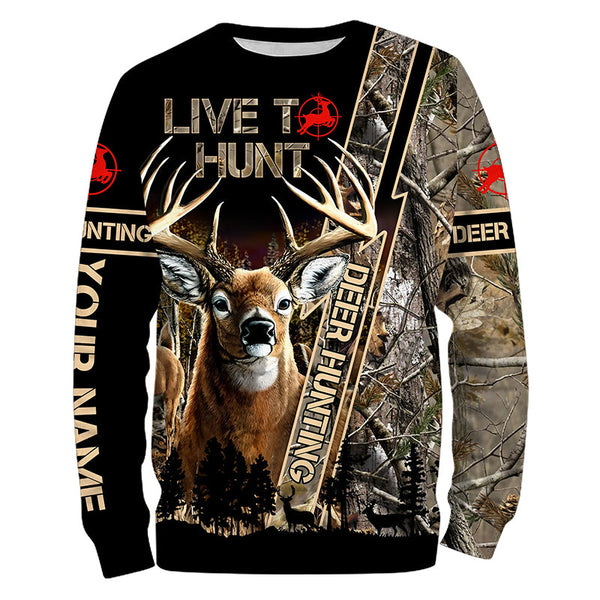 Maxcorners Custom Name Deer Hunting camo "Live to hunt" 3D All Over Printed Clothes