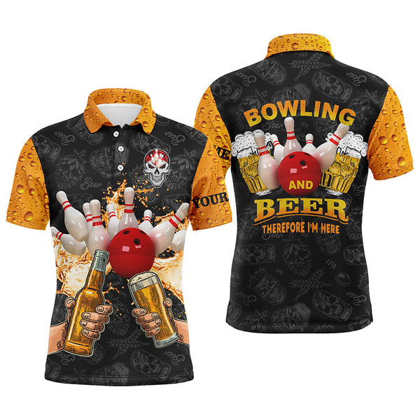 Maxcorners Funny Bowling Beer Skull Customized Name 3D Shirt