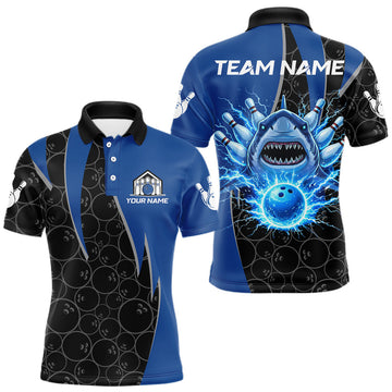 Maxcorners Black and blue lightning thunder shark bowling jerseys men custom bowling outfit men LM0101