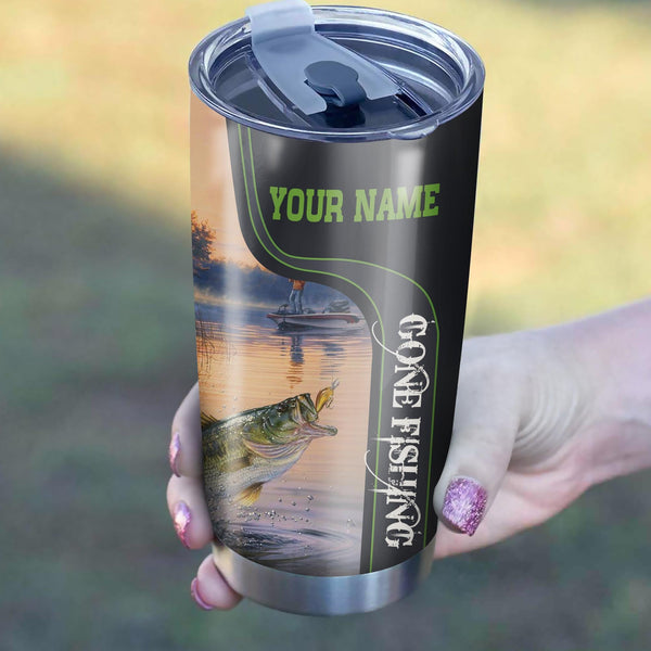 Maxcorners Bass Fishing Tumbler Gone Fishing Customize Name