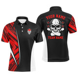 Maxcorners Black And Red Camo Bowling Team Skull Customized Name And Team Name 3D Shirt