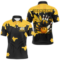 Maxcorners Custom Black and Yellow Honey Bee Bowling Shirts For Men, Bee Bowling Team Bowlers Outfit  LM0803
