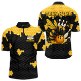 Maxcorners Custom Black and Yellow Honey Bee Bowling Shirts For Men, Bee Bowling Team Bowlers Outfit  LM0803