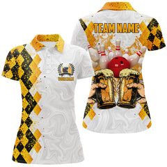 Maxcorners Bowling And Beer Argyle Pattern Custom Bowling Polo Shirt Bowling Team League Jersey
