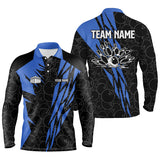Maxcorners Black Bowling Camo Mens Polo Bowling Shirt Custom Bowling Strike Team League Jerseys