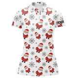 Maxcorners Santa snowflake Christmas pattern Women golf polo shirt custom Christmas ladies golf tops for Team