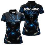 Maxcorners Personalized Blue Thunder Lightning Cobra Snake Bowling Shirt For Men, Custom Name Bowling Team