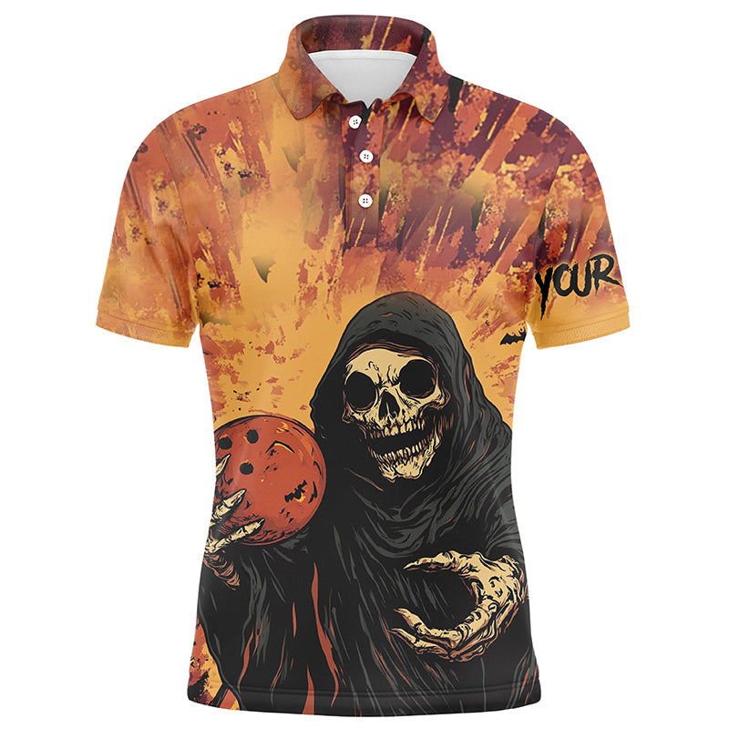 Maxcorners Bowling Ball And Pins Halloween SkullCustomized Name, Team Name 3D Shirt