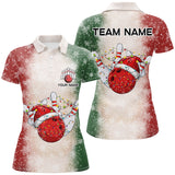 Maxcorners Christmas Bowling ball and pins Womens Bowling Shirts Custom Team Bowling jersey, Xmas Gift for Bowler