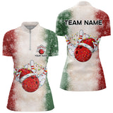 Maxcorners Christmas Bowling ball and pins Womens Bowling Shirts Custom Team Bowling jersey, Xmas Gift for Bowler