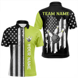 Maxcorners Black White Retro American Flag Bowling Shirts For Men Custom Patriotic Bowling Team Jersey | Green