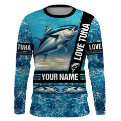 Maxcorners Tuna Fishing blue ocean camo customize name Tuna long sleeves shirt fishing shirts LM2408
