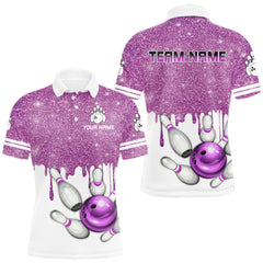 Maxcorners Pink glitter Bowling Shirts For Men Custom team bowling jerseys, Personalized bowling uniform TU0710