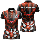 Maxcorners Black American flag Women bowling shirts Custom Red lightning thunder Eagle Bowling Team Jerseys