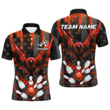 Maxcorners Black American flag Mens bowling shirts Custom Red lightning thunder Eagle Bowling Team Jerseys