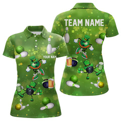 Maxcorners Funny Green Shamrock Lucky Bowling Shirts For Men And Women Custom St Patrick Day Team Bowling Jerseys