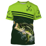 Maxcorners Customized Name Largemouth Bass Fishing Fish Reaper Green 3D Shirts