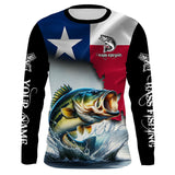 Maxcorners Texas Bass Fishing Texas Flag, Tx Fishing Customize Name Uv Long Sleeve Fishing Shirts