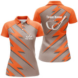 Max Corners Orange Lightning Golf Customized Name 3D Golf Polo Shirt For Women