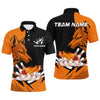 Maxcorners Black And Orange Flame Bowling Jersey Customized Name, Team Name 3D Shirt