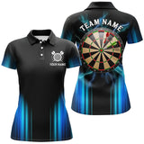 Maxcorners Black and Blue Light Dart Polo, Quarter Zip Shirt For Women Custom Dart Jerseys For Team