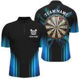 Maxcorners Black and Blue Light Dart Polo, Quarter Zip Shirt For Men Custom Dart Jerseys For Team