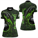 Maxcorners Black And Green Custom Dragon Bowling Shirts For Men, Dragon Bowling Team Shirts